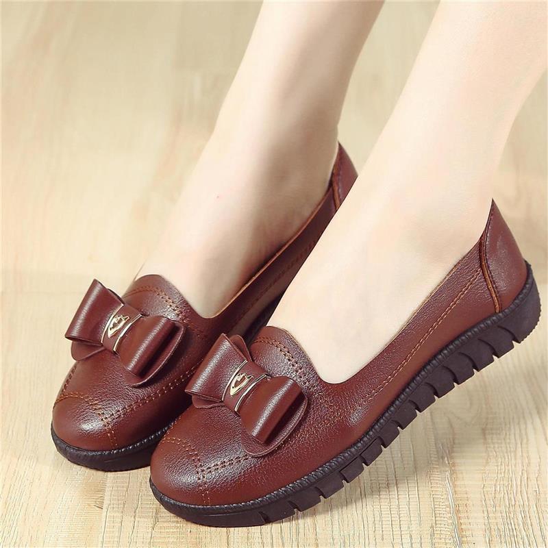 Leather Grandma Shoes Women