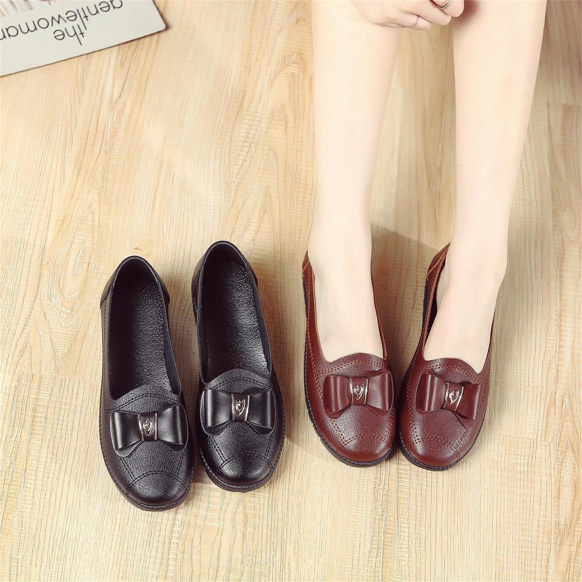 Leather Grandma Shoes Women