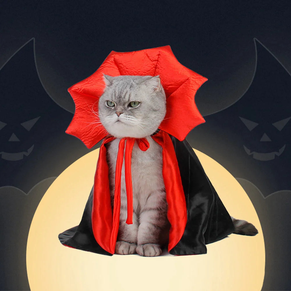 "🦇 Niedliches Halloween-Haustierkostüm: Vampirumhang für kleine Hunde & Katzen 🐾🎃 Kawaii Outfit – perfektes Geschenk 🎁👻"